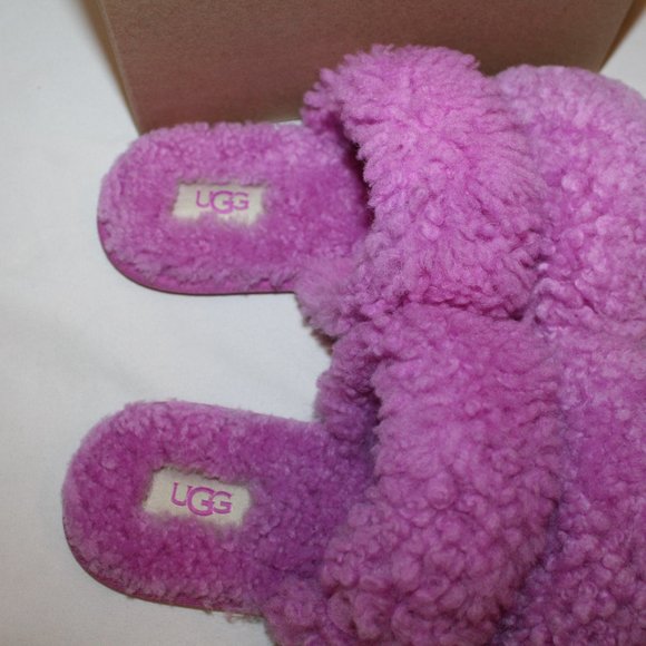 NIB UGG WOMEN'S CURLY SCUFFETTA SHEARLING SLIPPERS PINK - Picture 4 of 7
